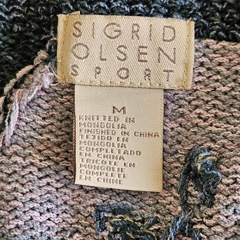 Vtg Sigrid Olsen Knit Cardigan Womens M Multicolor LS Buttons Boho Floral Boho - Picture 3 of 16